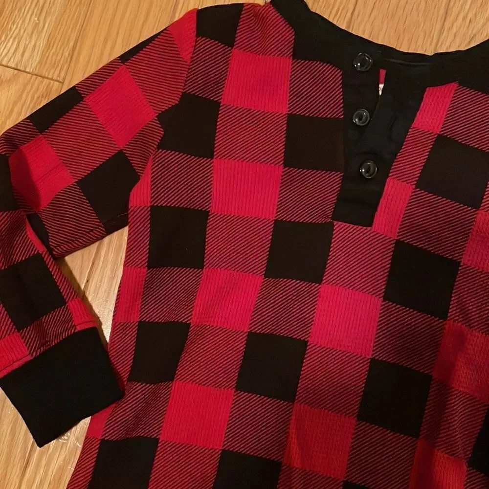 Buffalo plaid long sleeve woven shirt